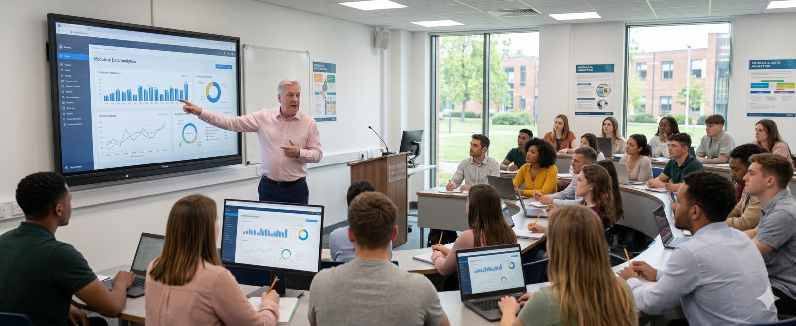 Nick Bayley presenting AI insights to a business team